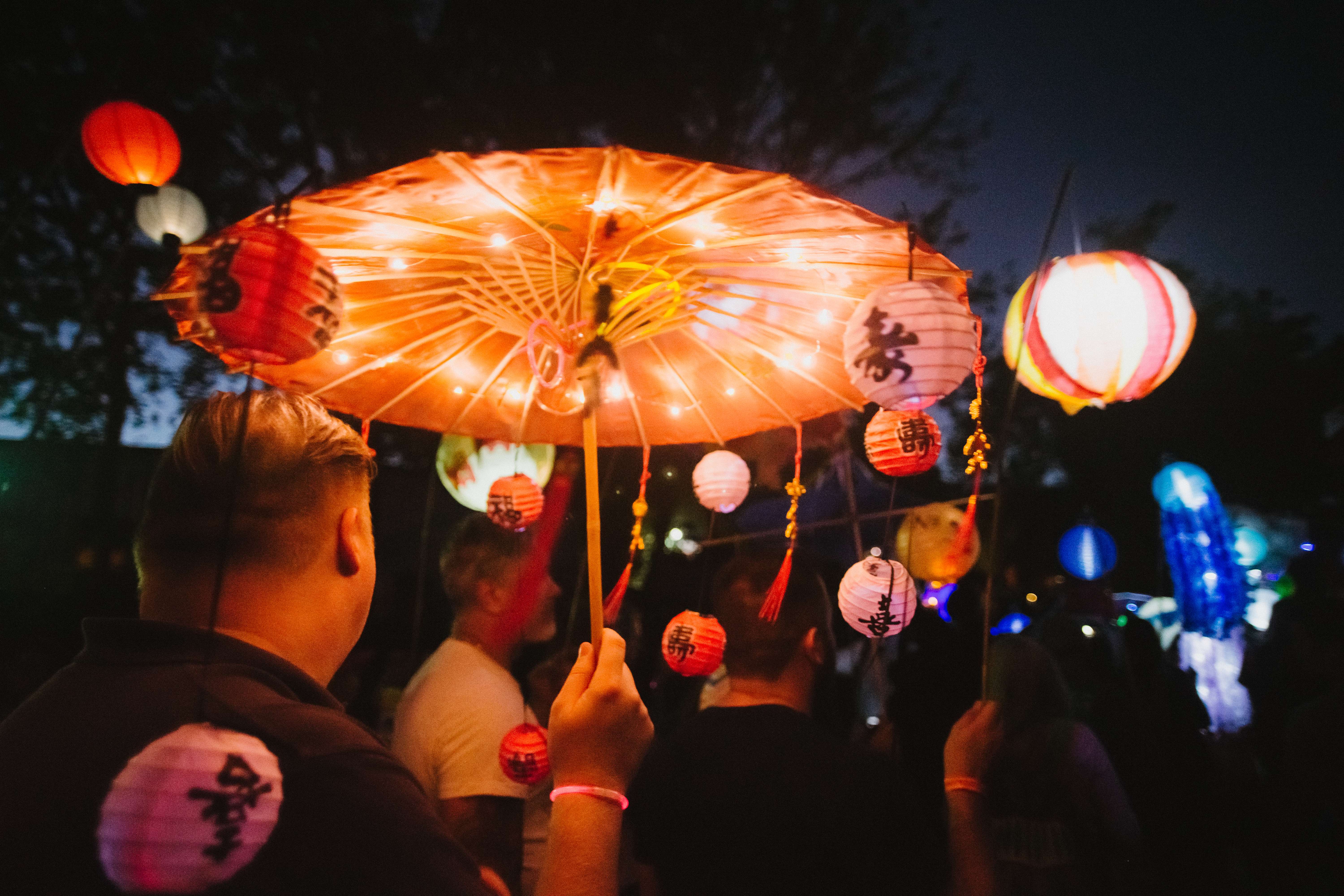 Paper lanterns are some of the most popular illuminations along the parade route.